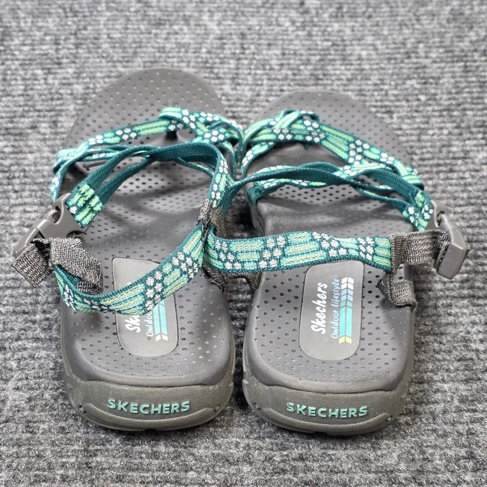 Skechers Outdoor Lifestyle Strappy Hiking Sandals Womens Size 10.5 Teal Toe Loop